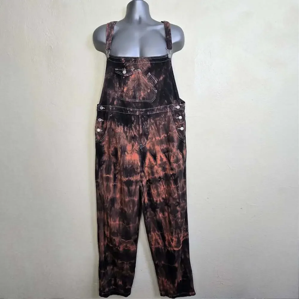 Shein Manfinity EMRG Men Tie Dye Flap Pocket Overalls XXL